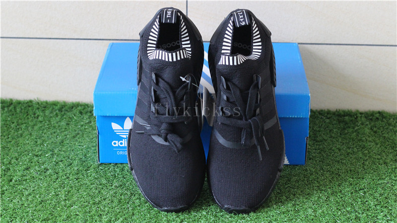 Real Boost Adidas NMD R1 Primeknit Blackout Triple Black